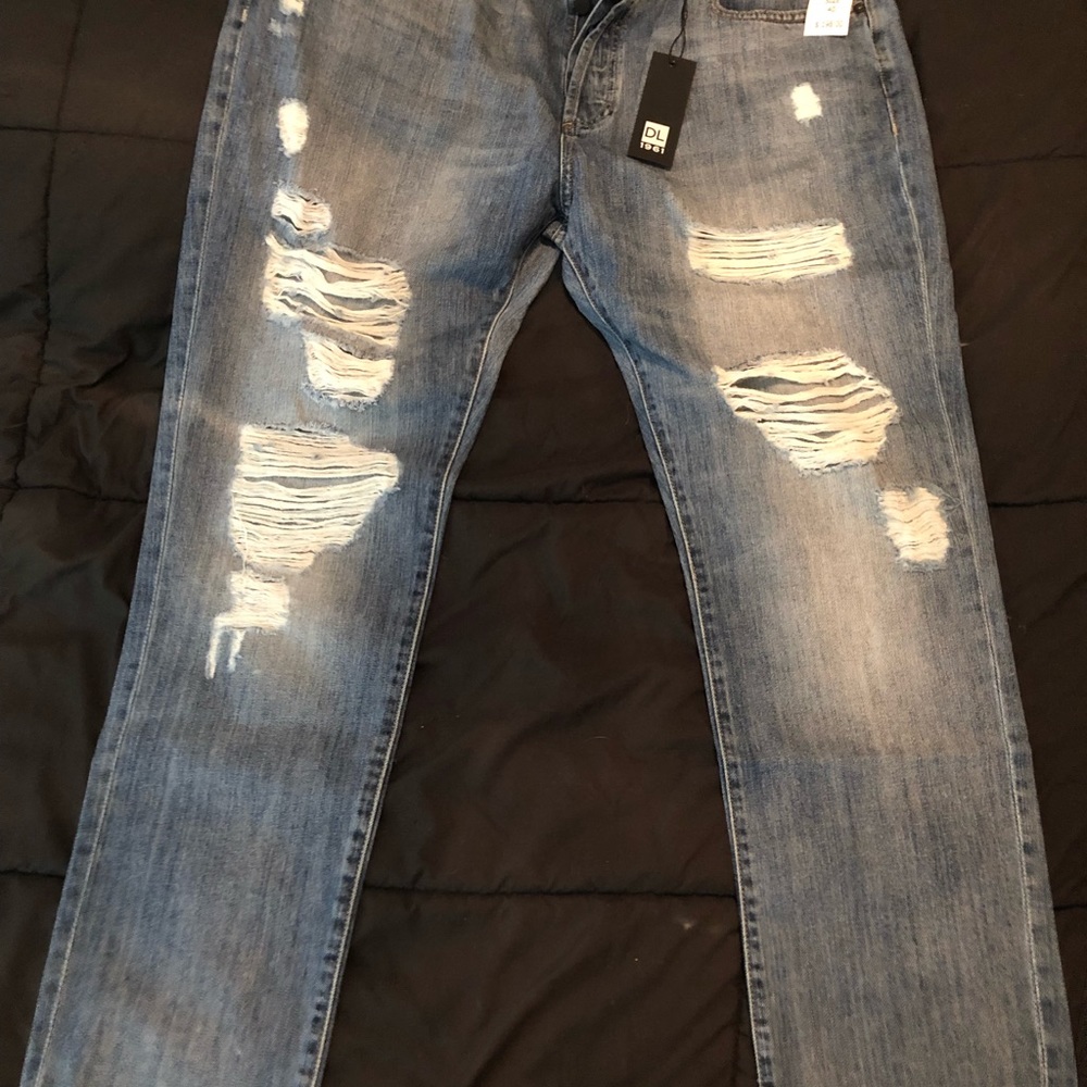 Dark blue designer jeans
